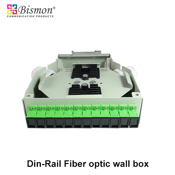 DIN-Rail 12 Core Wall Box fiber optic cable+SC/APC Adapter Simplex